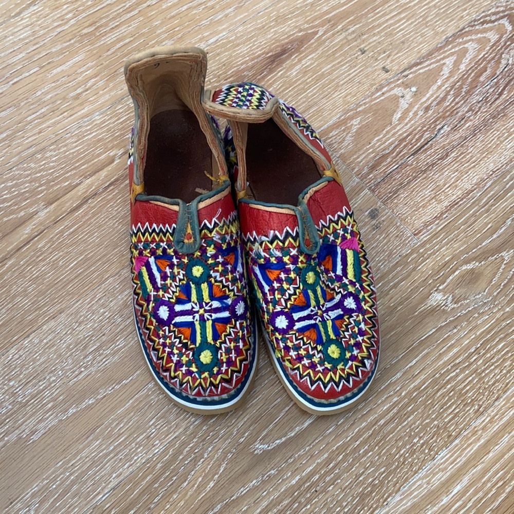 Moroccan Brightly Stitched Slip-on Shoes